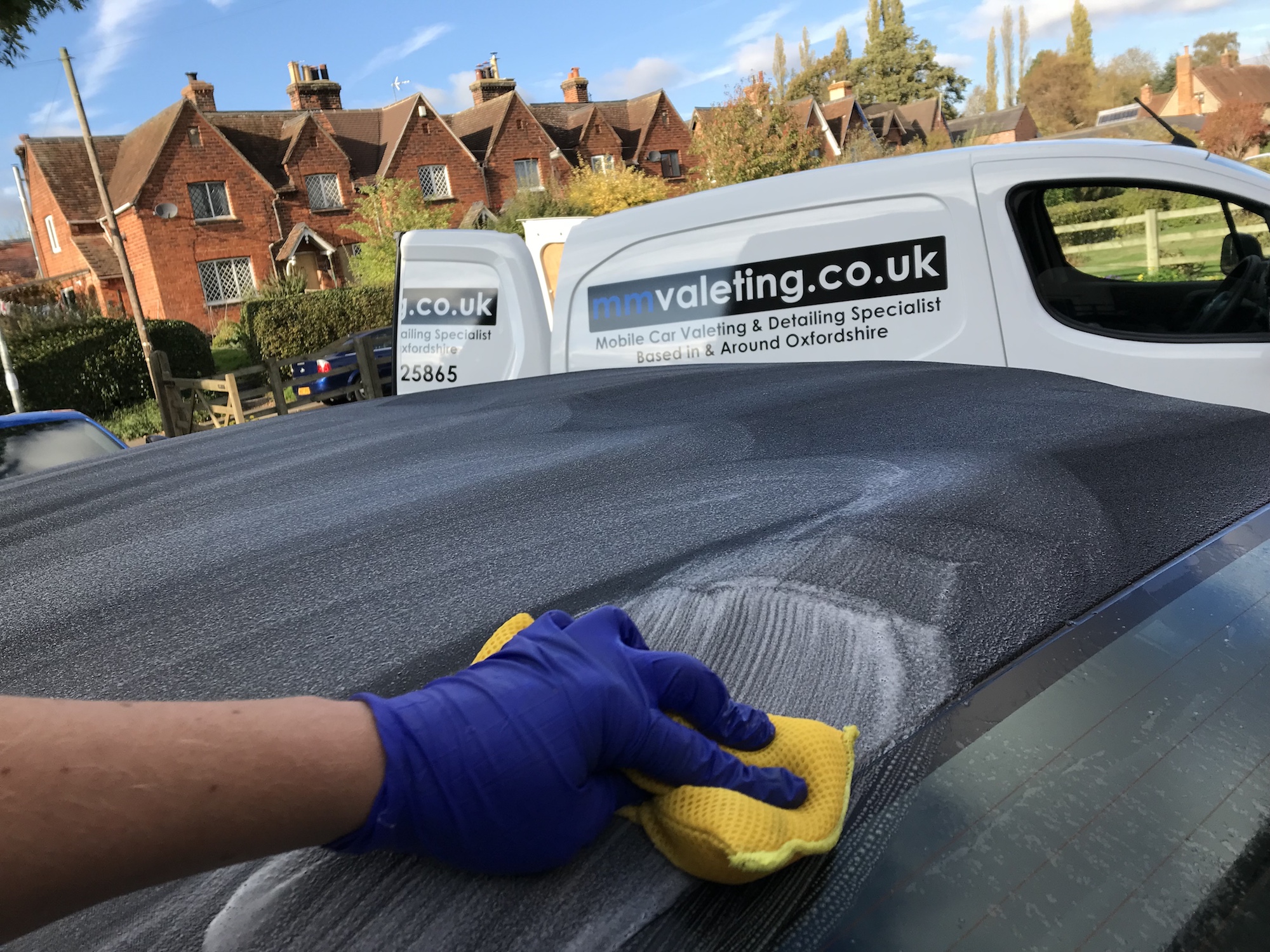 Fabric Hood cleaning for your vehicle. A specialist service provided by mmvaleting in Buckinghamshire.
