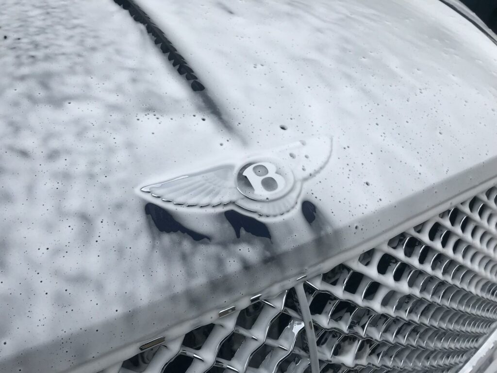 mid wash of Bentley during valet by mmvaleting